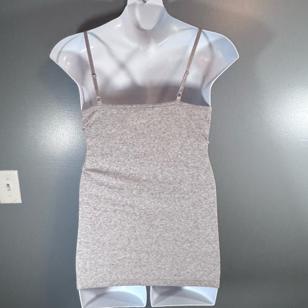 Faded Glory Gray Ribbed Lace Trim Cami Tank Top XL Stretch Cotton - Picture 4 of 9